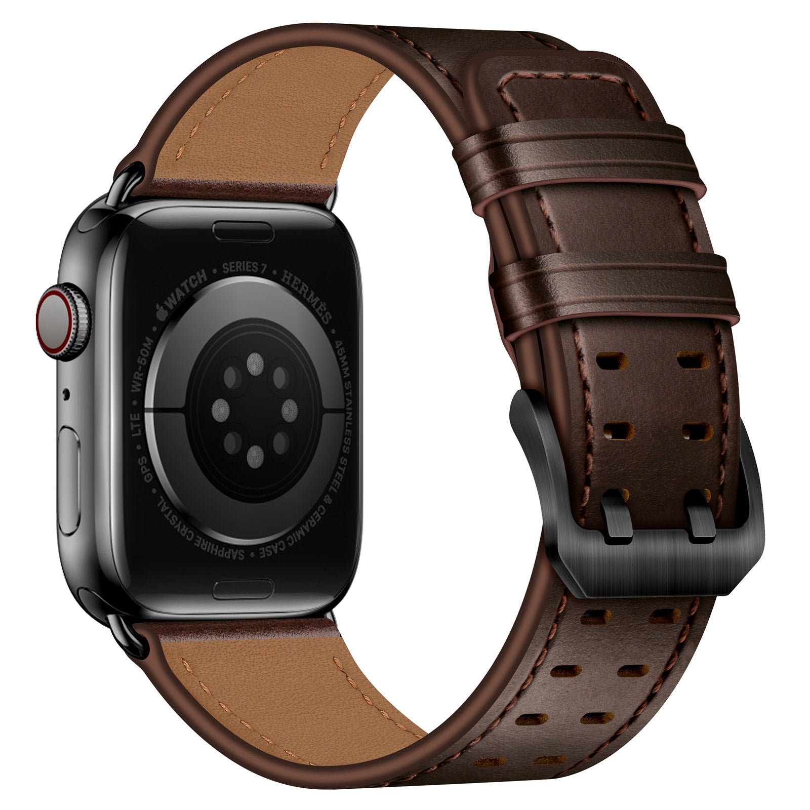 For Apple Watch Series 9 8 7 41mm 6 5 4 SE (2023) SE (2022) SE 40mm 3 2 1 38mm Watch Band Genuine Leather Strap with Stainless Steel Buckle Clasp For Apple Watch Series 9 8 7 41mm 6 5 4 SE (2023) SE (2022) SE 40mm 3 2 1 38mm Watch Band Genuine Leather Strap with Stainless Steel Buckle Clasp